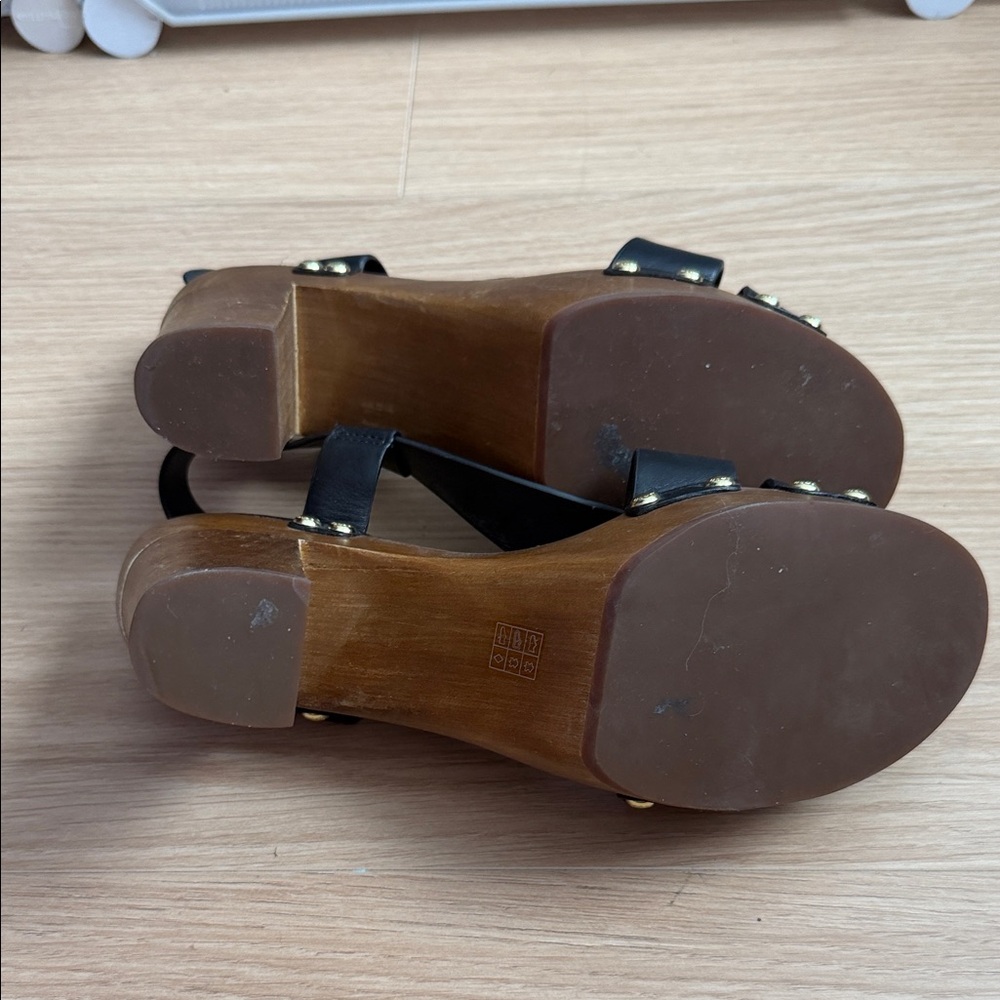 Coach Black Leather Platform Sandals - Picture 3 of 5
